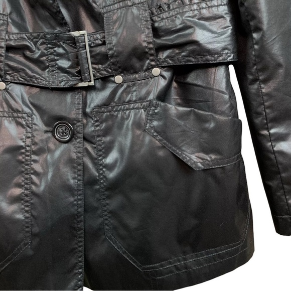 Chicos Lightweight Buttoned Rain Trench Windbreaker Jacket Black Size 0 / Small - Picture 5 of 7